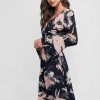 Smocked Buttoned Floral Long Sleeve Dress - Multi-a M