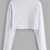 Long Sleeve Cropped Angel Graphic Tee - White S