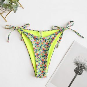 Floral Neon Tie Side Bikini Bottom