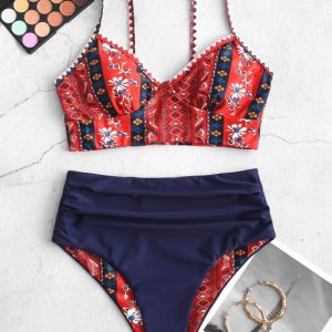 Reversible Boho Whip Stitch Tankini Swimsuit