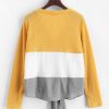 Button Up Color Block Knotted Cardigan