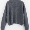 Pointelle Crew Neck Drop Shoulder Sweater