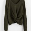 Twist V Neck Pullover Sweater