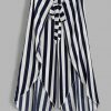 Tie Tulip Leg Striped Capri Pants