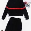 Contrast Tape Snap Button Velvet Two Piece Dress