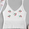 Cherry Embroidered Openwork Beach Cover Up