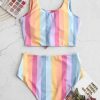 Knot Rainbow Striped Tankini Swimsuit