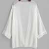 Chiffon See Thru Frilled Cuff Kimono Cover Up