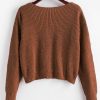 Drop Shoulder V Neck Crop Chenille Sweater