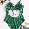 Frilled Trim Polka Dot Vintage One-piece Swimsuit