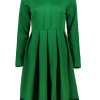 Lacework Stand Collar Flare Dress - Green Xl