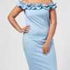 Ruffles Plus Size Off Shoulder Dress - Light Blue 3xl