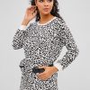 Waist Pack Leopard Sweatshirt Dress - White