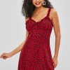 Leopard Ruffle Mini Dress - Cherry Red S