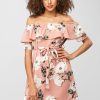 Floral Flounce Belted Mini Dress - Flamingo Pink M