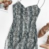 Snakeskin Leopard Print Slits Flared Cami Dress - Multi-c M