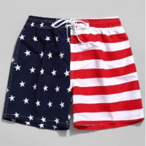 American Flag Print Casual Board Shorts