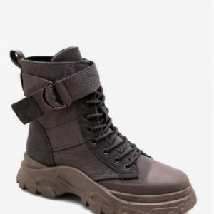 Belted Accent Canvas Cargo Boots