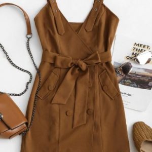 Smocked Tie Front Cami Dress