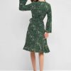 Belted Polka Dot Ruffles Long Sleeve Dress