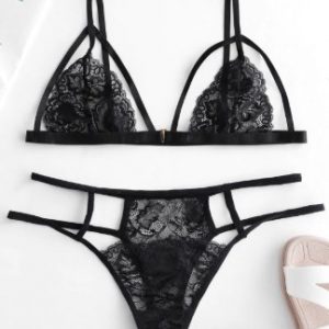 Bralette Lace Strappy Lingerie Set