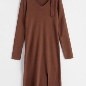 Buckled Choker Sweater Dress