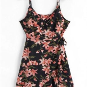 Cami Ruffles Floral Wrap Mini Dress