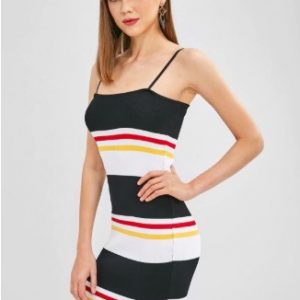 Cami Striped Mini Bodycon Dress - Yellow