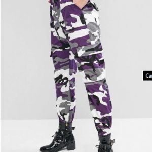 Camo Flap Pocket High Waisted Jogger Pants - Multi-a