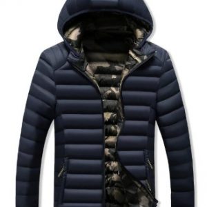 Camo Lined Hooded Down Jacket