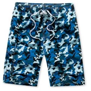 Camouflage Print Elastic Drawstring Shorts