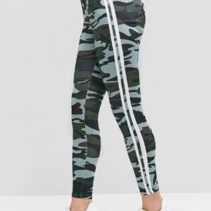 Camouflage Side Striped High Waist Leggings - Multi