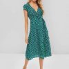 Cap Sleeve Floral Wrap Midi Dress