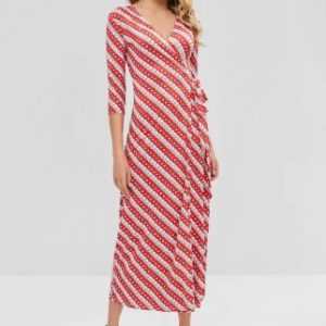 Circle Print Wrap Maxi Dress