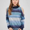 Cold Shoulder Contrast Striped Sweatshirt