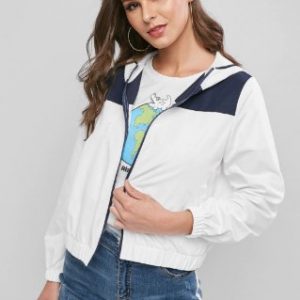 Colorblock Zip Up Hooded Windbreak Jacket