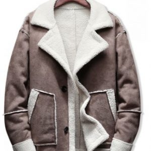 Contrast Color Spliced Faux Fur Casual Jacket