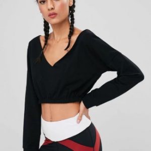 Convertible Collar Crop Sweatshirt