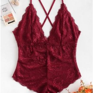 Crisscross Floral Lace Teddy