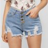 Denim Destroyed Cutoff Shorts - Denim Blue