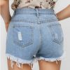 Denim Destroyed Cutoff Shorts - Denim Blue