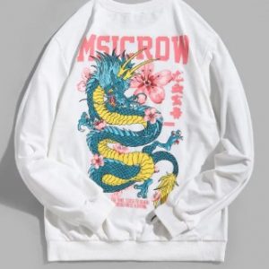 Dragon Flower Letter Graphic Sweatshirt