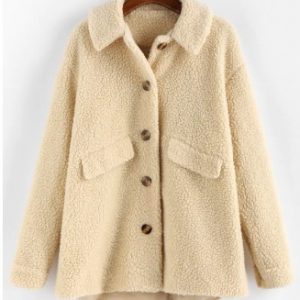 Drop Shoulder Longline Teddy Coat - Warm White