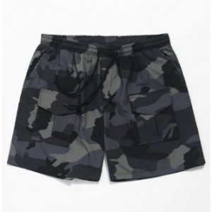 Elastic Camouflage Print Casual Shorts