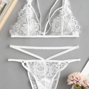 Eyelash Strappy Lace Lingerie Set