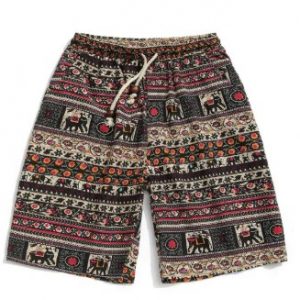 Floral Graphic Tribal Print Drawstring Shorts