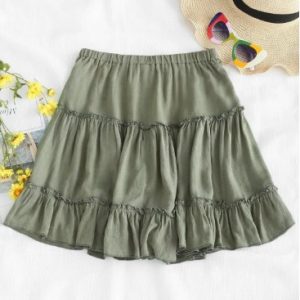 Frilled Ruffles Skirt - Camouflage Green