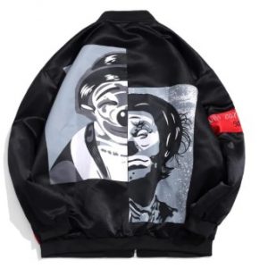 Graphic Print Leisure Zipper Jacket