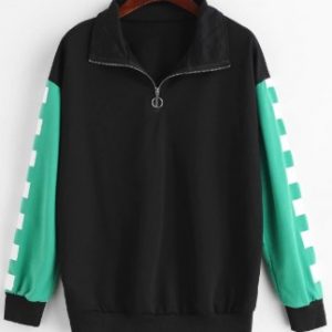 Half Zip Color Block Sweatshirt