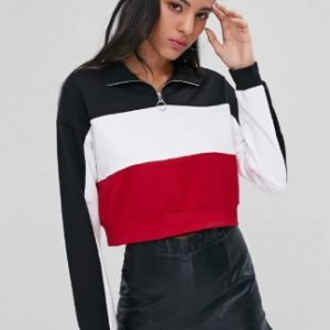 Half Zip Contrast Sweatshirt